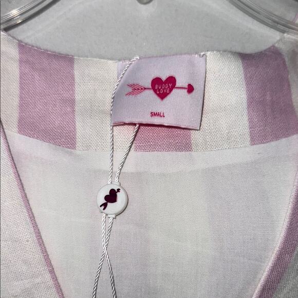 Buddy Love Audrey Pink and White Striped One Piece Romper Women's Small NWOT - Picture 5 of 7